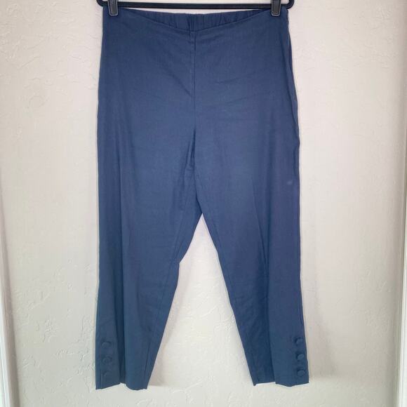 J. Jill Linen Stretch Navy Blue Straight Leg Pants Medium - Picture 11 of 11